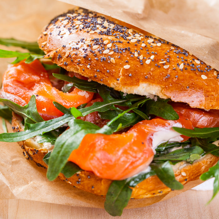 Bagel with cream cheese and salmon