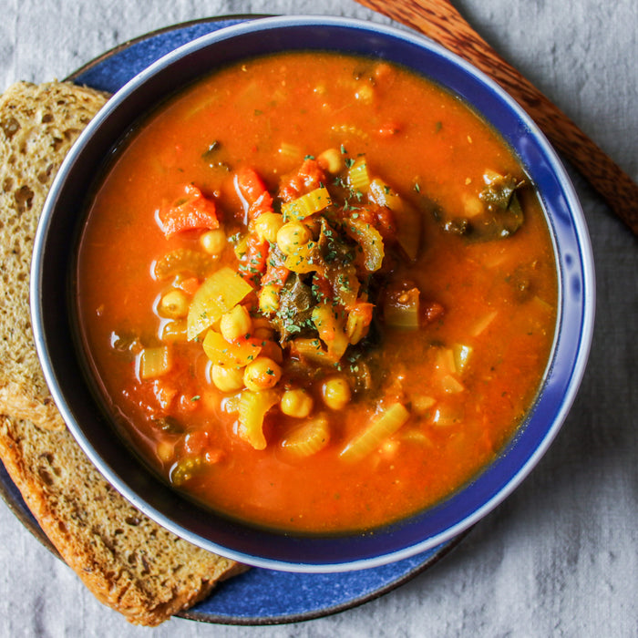 Harissa and lemon chickpea soup