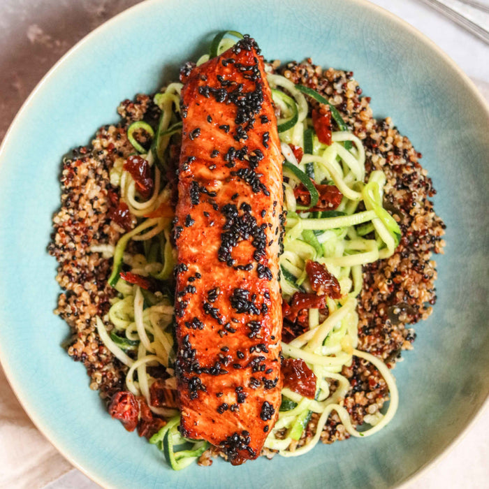 Baked Salmon With  Zoodles & Quinoa