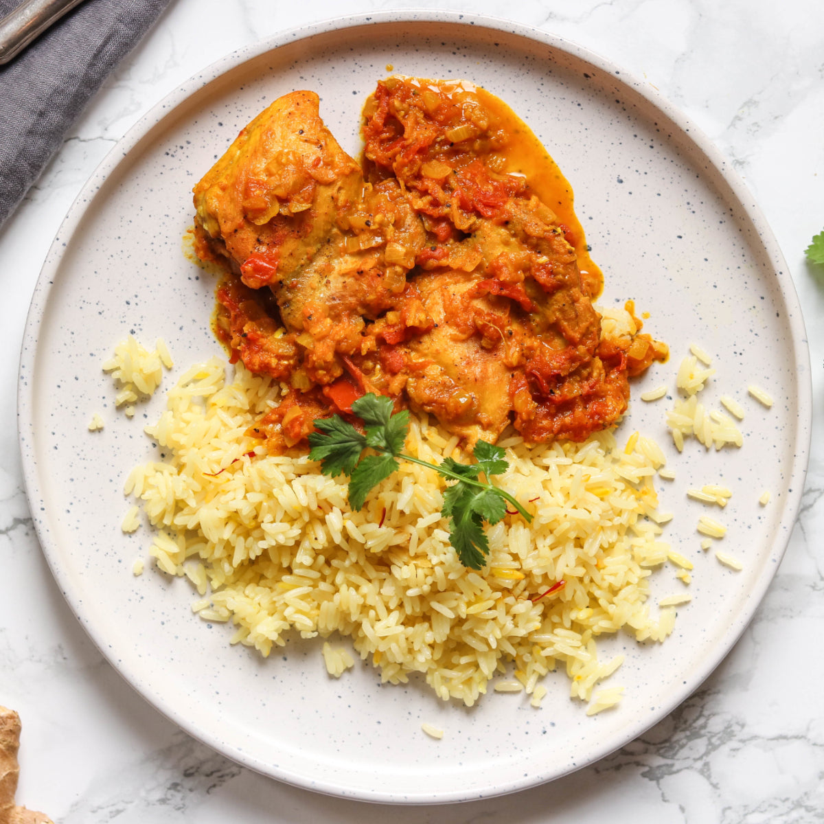 Simple Chicken Curry  With Saffron Rice