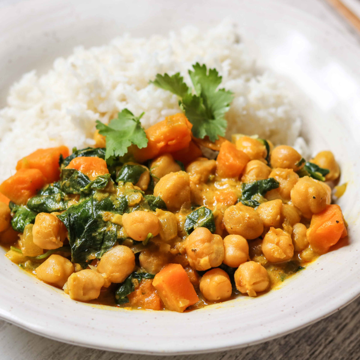 Chickpea, Sweet Potato  & Spinach Curry
