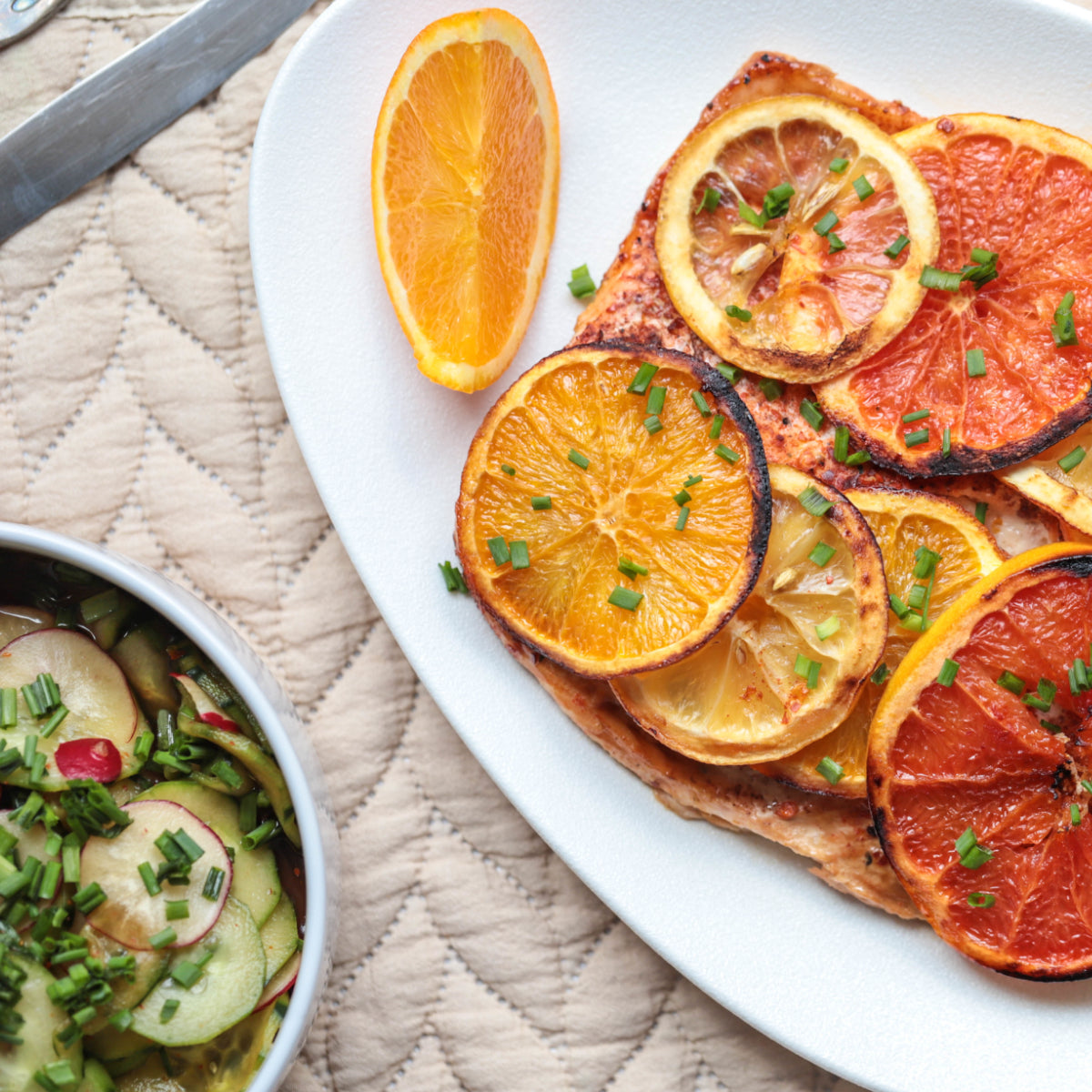 Citrus Salmon with Chili Cucumber Salad