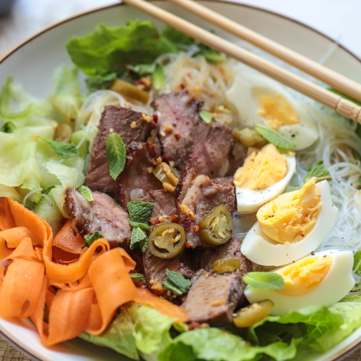 Rice Noodle Steak Salad