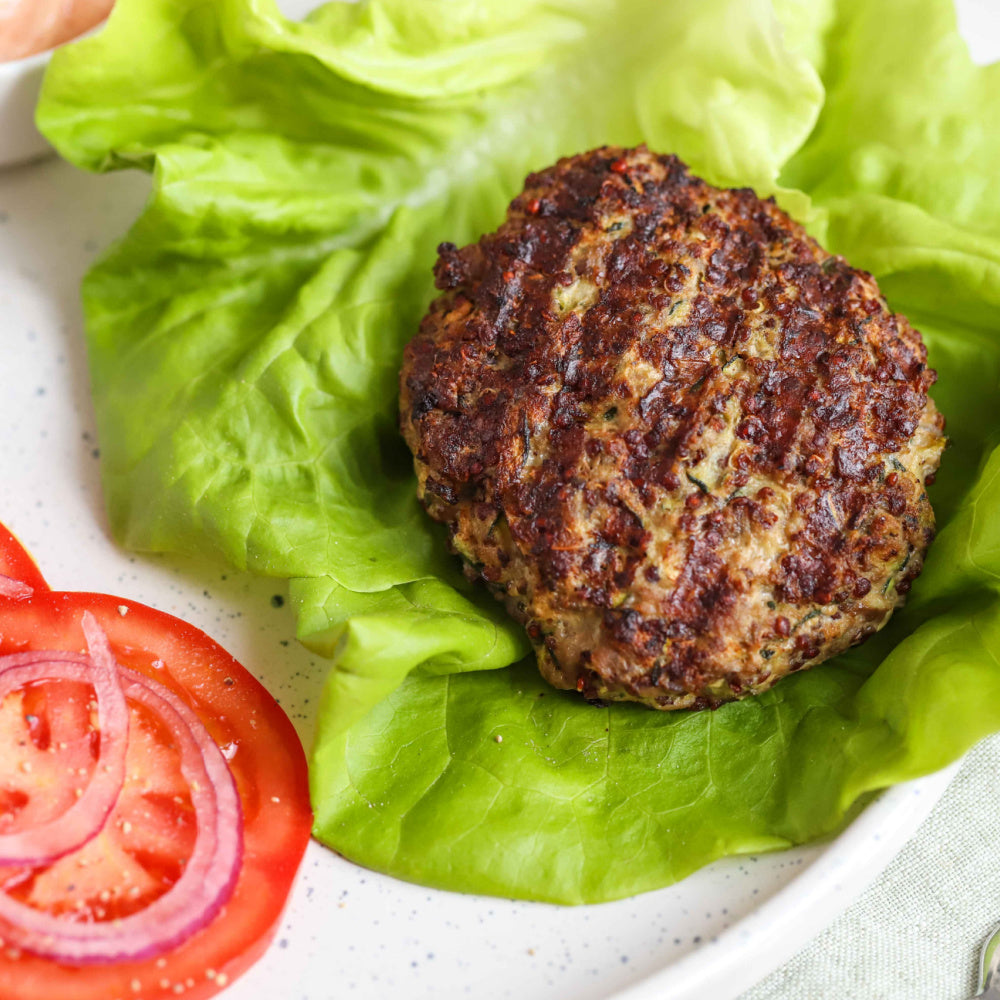 Quinoa, Beef &  Zucchini Burgers