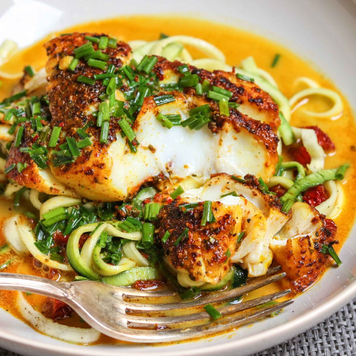 Cod With Creamy Zoodles