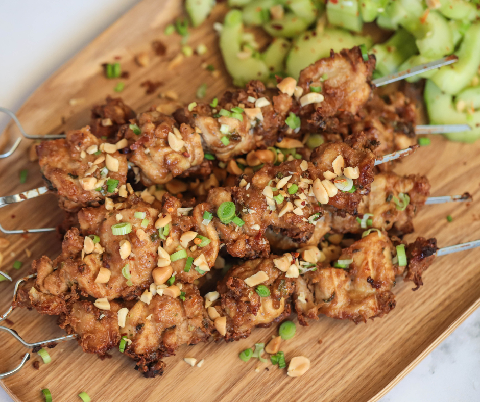 Marinated Peanut Sauce Chicken Skewers