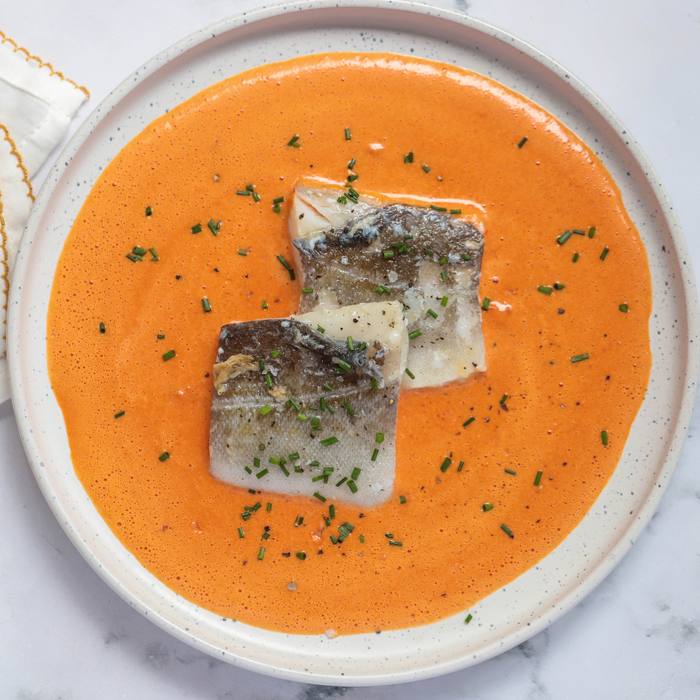 Cod with Creamy Roasted Pepper Sauce