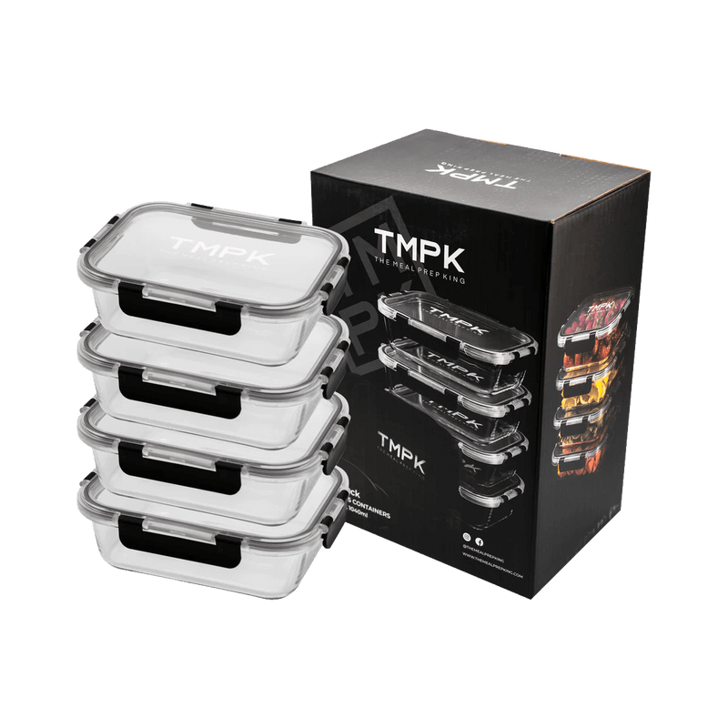 Glass Meal Prep Containers, Box of 4, 1040ml